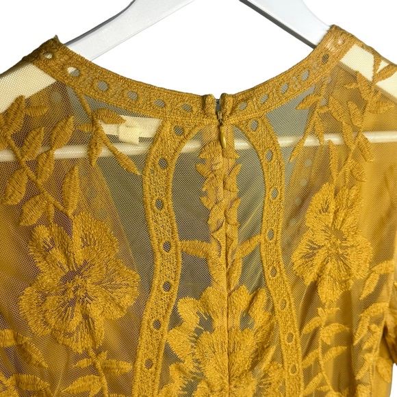 Honey Punch Plunge Lace Romper Yellow Playsuit Jumpsuit - Picture 11 of 16